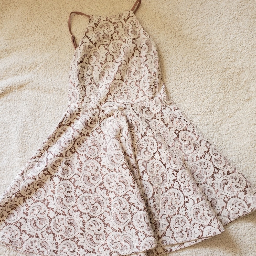 Lace overlay dress with low back